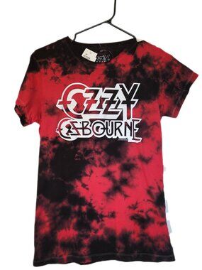 *NEW* OZZY OSBOURNE Black & Red Tie-Dye Short Sleeve T-Shirt Sz Small Hot Topic